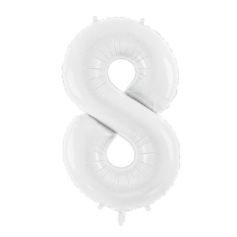Globo Foil de Número 8 de 86 Centímetros de color Blanco