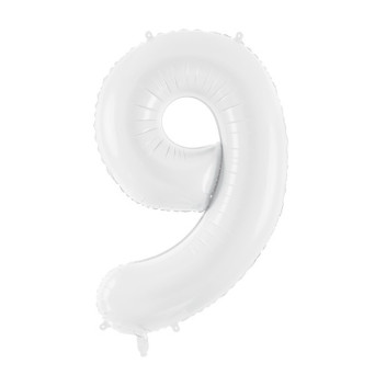 Globo Foil de Número 9 de 86 Centímetros de color Blanco
