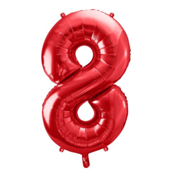 Globo Foil de Número 8 de 86 Centímetros de color Rojo