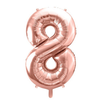 Globo Foil de Número 8 de 86 Centímetros de color Oro Rosa