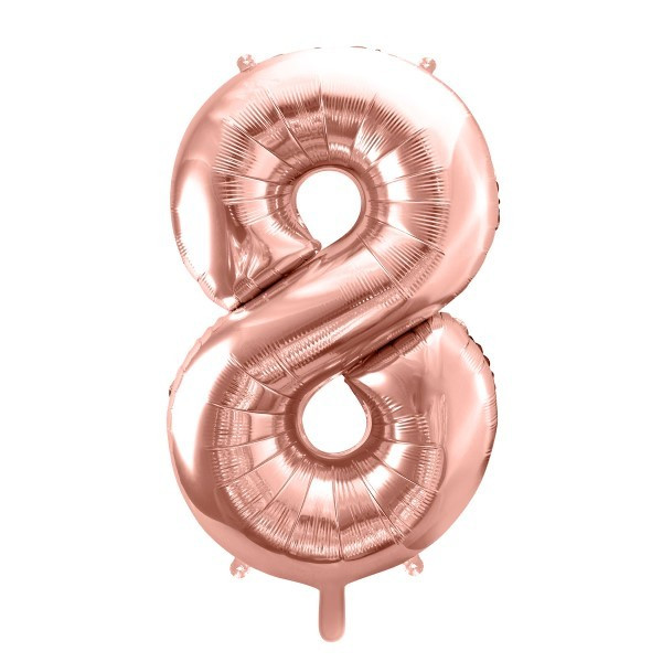 Globo Foil de Número 8 de 86 Centímetros de color Oro Rosa