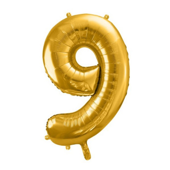 Globo Foil de Número 9 de 86 Centímetros de color Oro