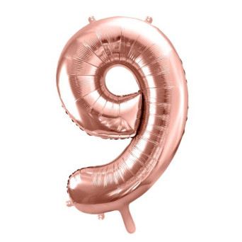 Globo Foil de Número 9 de 86 Centímetros de color Oro Rosa