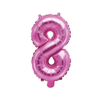 Globo Foil de Número 8 de 35 Centímetros de color Rosa Oscuro