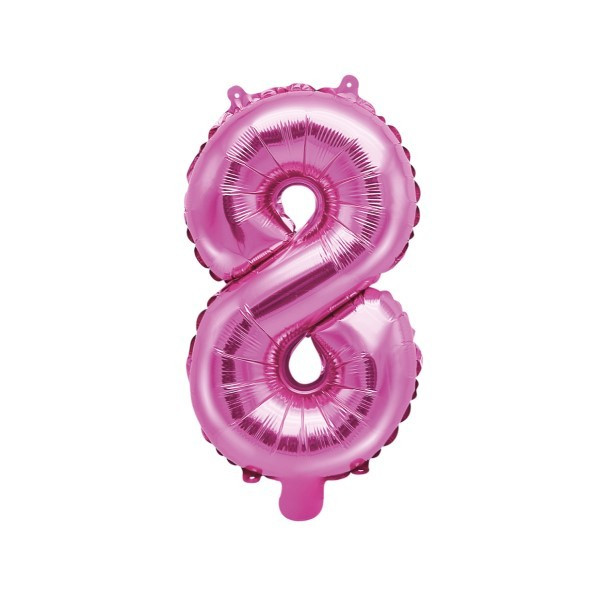 Globo Foil de Número 8 de 35 Centímetros de color Rosa Oscuro