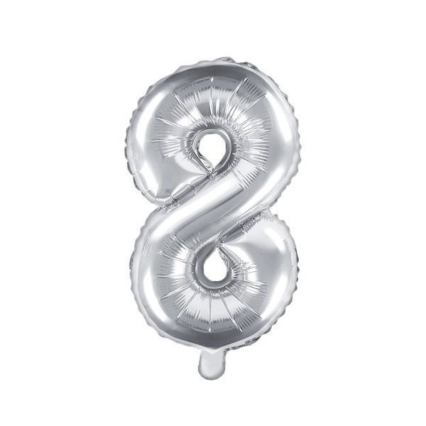 Globo Foil de Número 8 de 35 Centímetros de color Plata