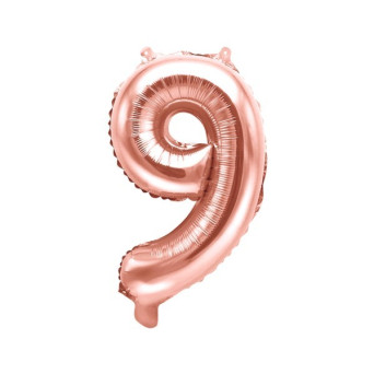 Globo Foil de Número 9 de 35 Centímetros de color Oro Rosa