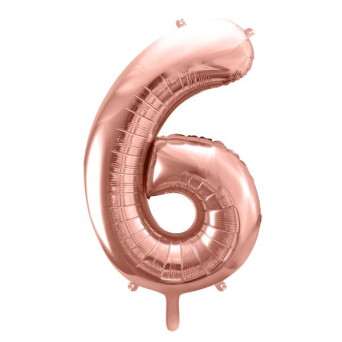 Globo Foil de Número 6 de 86 Centímetros de color Oro Rosa