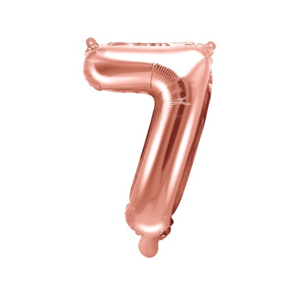 Globo Foil de Número 7 de 35 Centímetros de color Oro Rosa