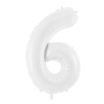 Globo Foil de Número 6 de 86 Centímetros de color Blanco
