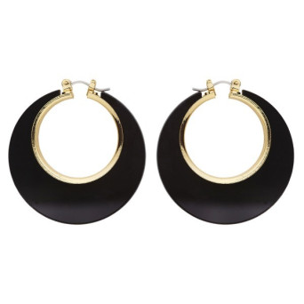 Pendientes de Disco de color Negro y Oro para Adulto