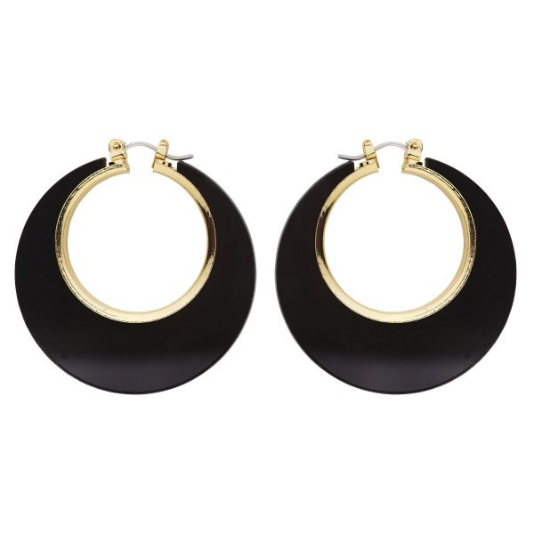 Pendientes de Disco de color Negro y Oro para Adulto