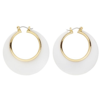 Pendientes de Disco de color Blanco y Oro para Adulto