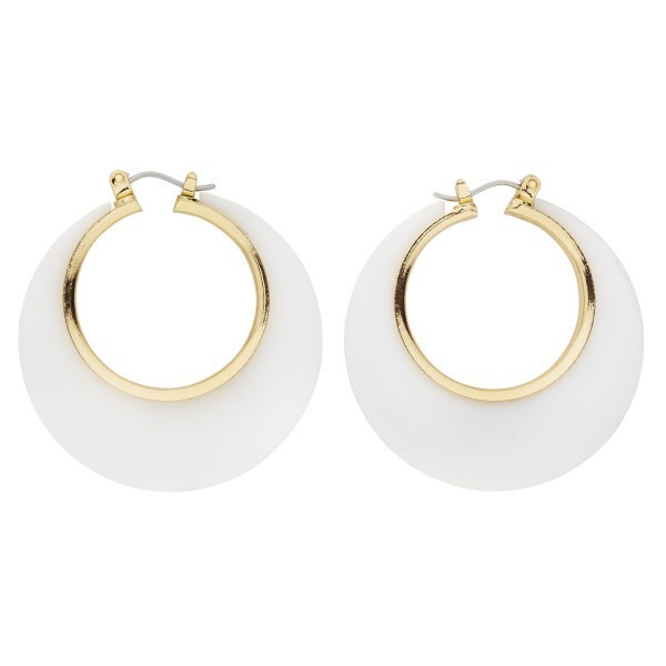 Pendientes de Disco de color Blanco y Oro para Adulto