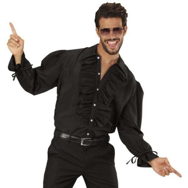 Camisa de color Negro con Fruncidos para Adulto