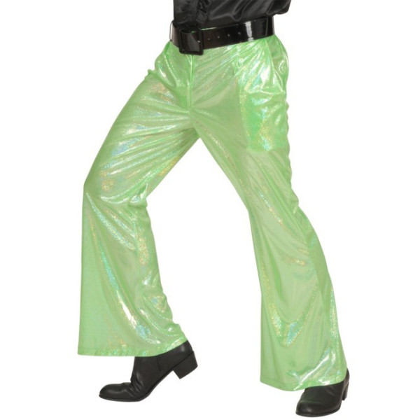 Pantalón Holográfico de Campana de color Verde para Adulto