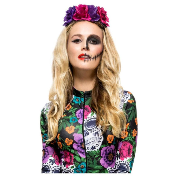 Diadema de Flores del Día de los Muertos Mexicano para Adulto
