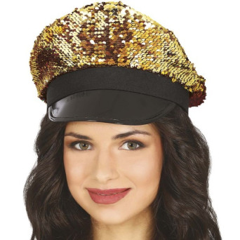 Gorra de Lentejuelas de color Oro para Adulto