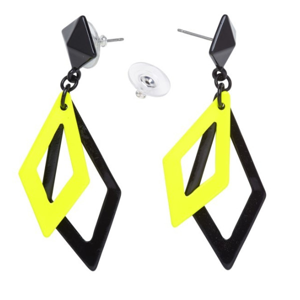 Pendientes de Rombos de color Amarillo y Negro para Adulto