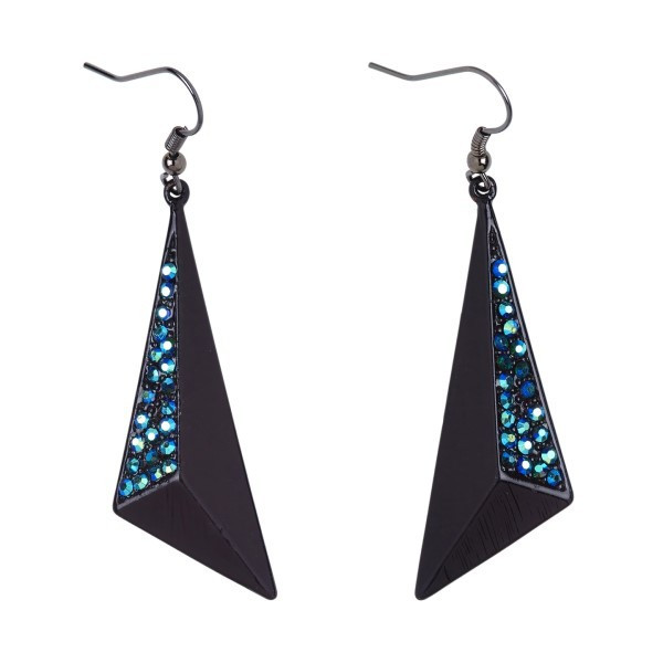 Pendientes de color Negro con Strass de Zafiro para Adulto
