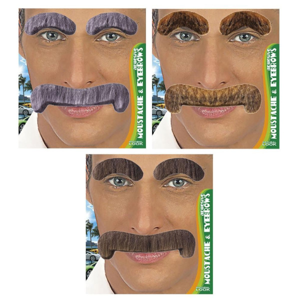 Bigote de Caballero con Cejas Varios Colores para Adulto