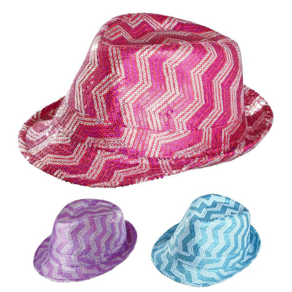 Sombrero Fedora de Zig Zag con Lentejuelas Varios Colores para Adulto