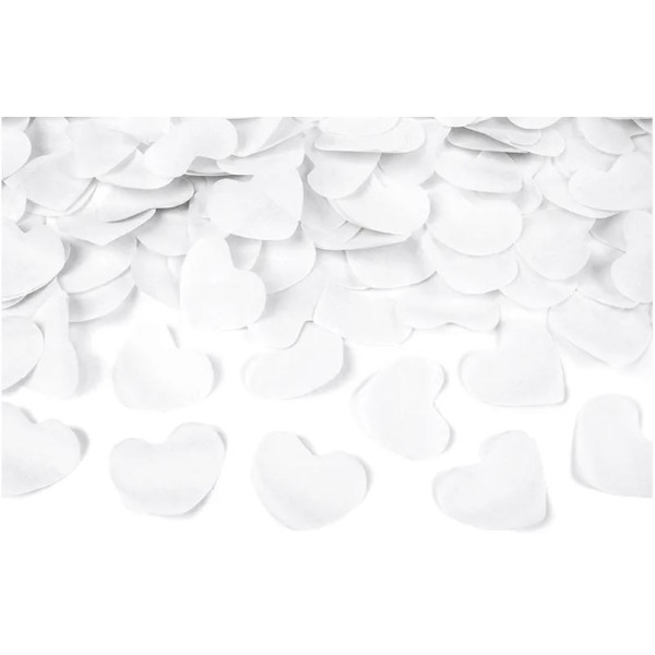 Cañón de 40 Centímetros con Confeti de Corazones de color Blanco