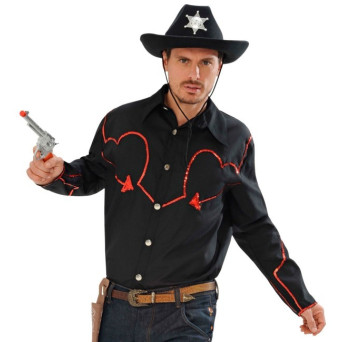 Camisa de Vaquero de color Negro para Adulto