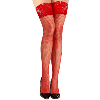 Medias de Rejilla de color Rojo con Vinilo para Adulto