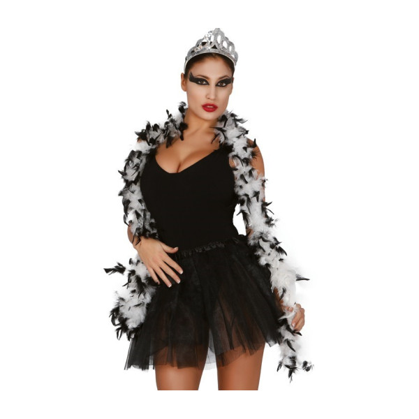 Boa de Plumas de color Blanco y Negro de 1,80 Metros y 40 Gramos