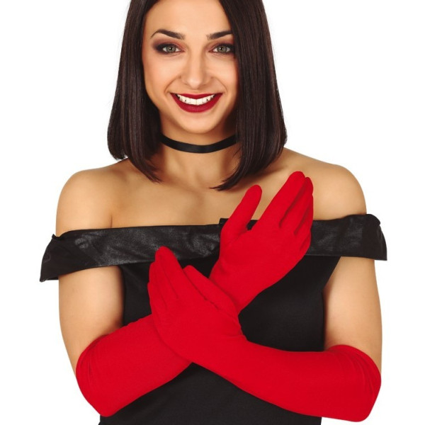 Guantes de color Rojo de 42 Centímetros para Adulto