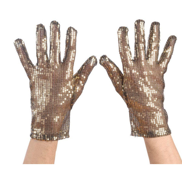 Guantes de color Oro con Lentejuelas para Adulto