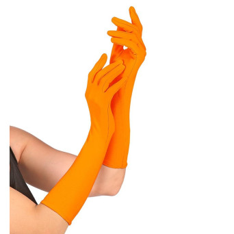 Guantes de color Naranja Neón de 40 Centímetros para Adulto