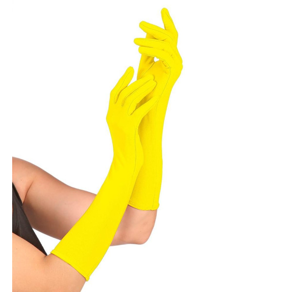 Guantes de color Amarillo Neón de 40 Centímetros para Adulto