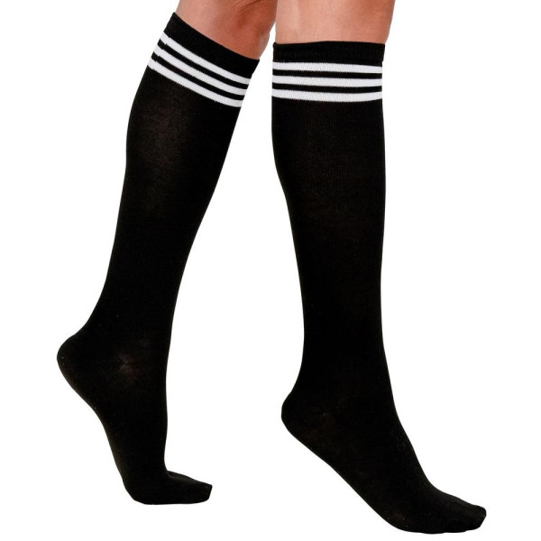 Calcetines de color Negro con Rayas Blancas para Adulto