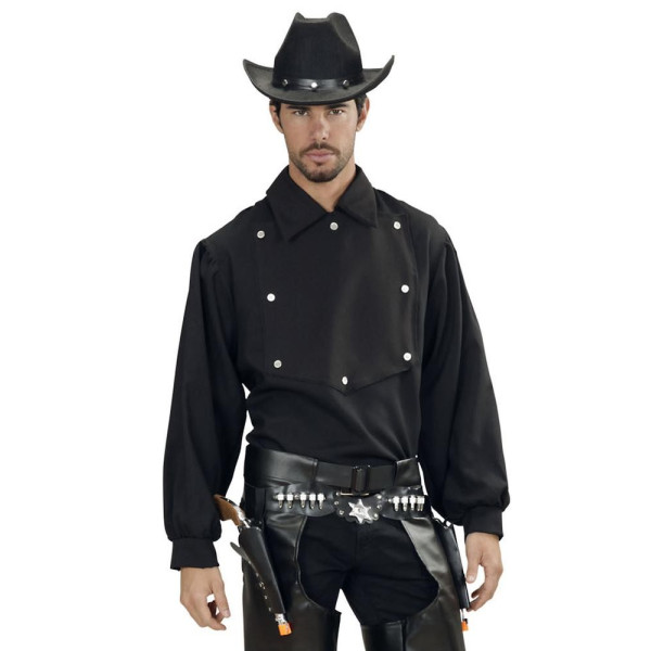 Camisa de Vaquero de color Negro para Adulto