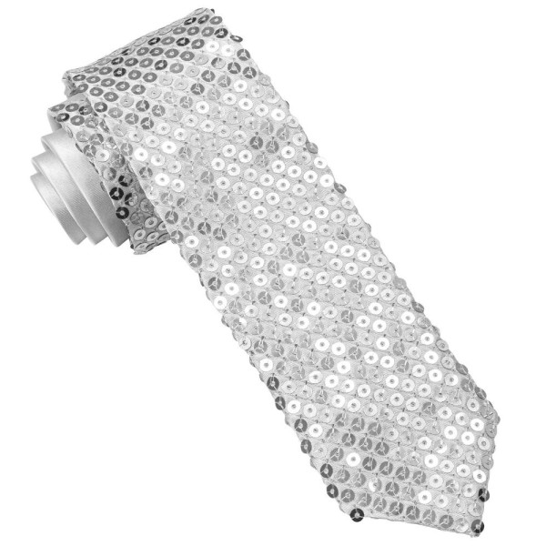 Corbata de color Plata con Lentejuelas para Adulto