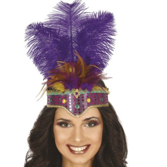 Tocado de Plumas de color Lila para Adulto