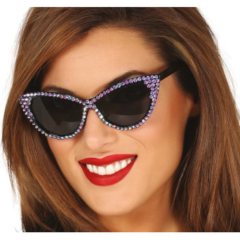 Gafas de los años 50´s con Brillantes Lila para Adulto
