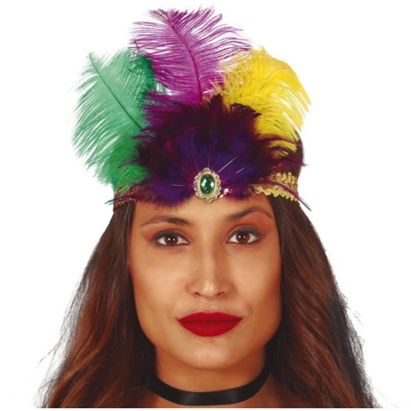 Cinta de Lentejuelas de color Oro con Plumas