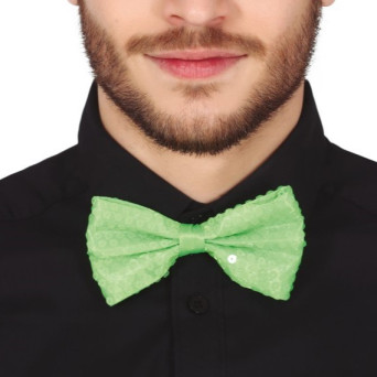 Pajarita de color Verde Neón con Lentejuelas