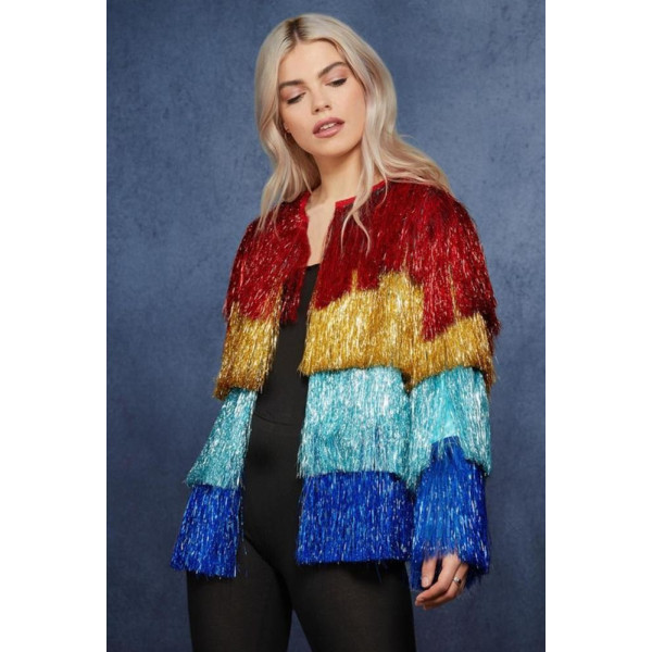 Chaqueta de Festivalera Tinsel Fever Multicolor para Adulto