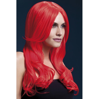 Peluca Roja Neón de Khloe Fever de 66 Centímetros para Adulto