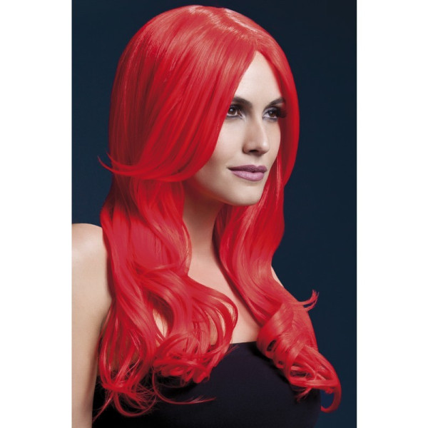 Peluca Roja Neón de Khloe Fever de 66 Centímetros para Adulto
