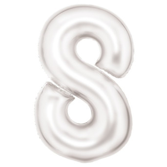 Globo Foil de Número 8 de 86 Centímetros de color Blanco Seda