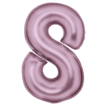 Globo Foil de Número 8 de 86 Centímetros de color Rosa Pastel Seda