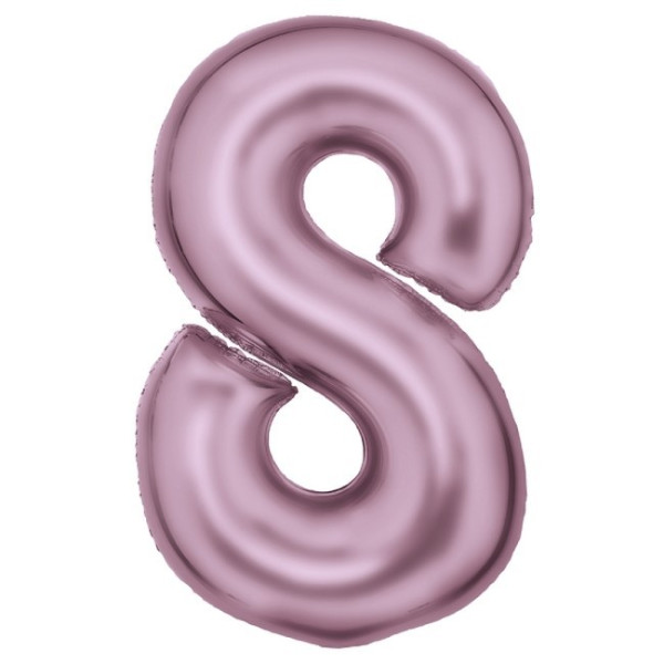 Globo Foil de Número 8 de 86 Centímetros de color Rosa Pastel Seda