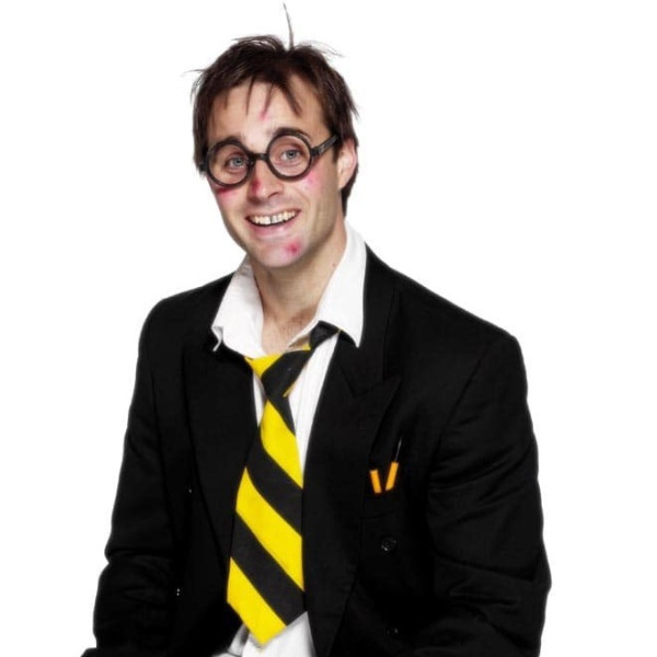 Corbata de Colegial de color Amarillo y Negro para Adulto