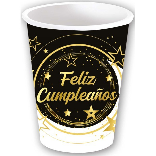 Vaso de Feliz Cumpleaños 6 Unidades de 9 Centímetros