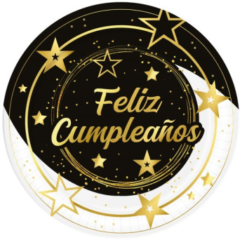 Plato de Feliz Cumpleaños 6 Unidades de 23 Centímetros